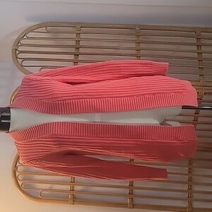 L.L. Bean coral pink cardigan sweater with pockets size medium 100% cotton